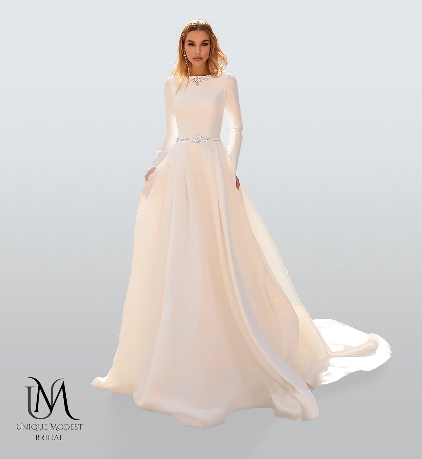 Hadassah - Long Sleeve A-Line Modest Wedding Dress