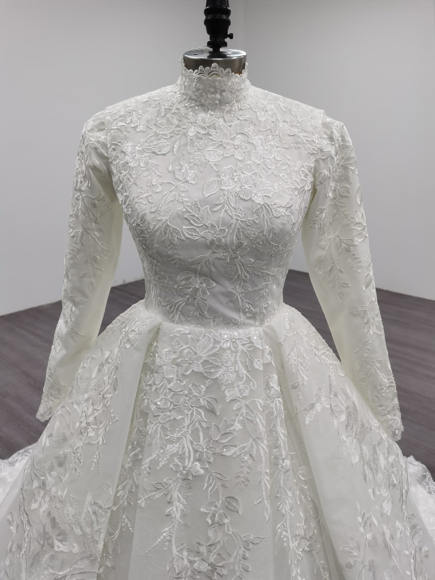Dorothy - Long Sleeve Satin Modest Wedding Dress
