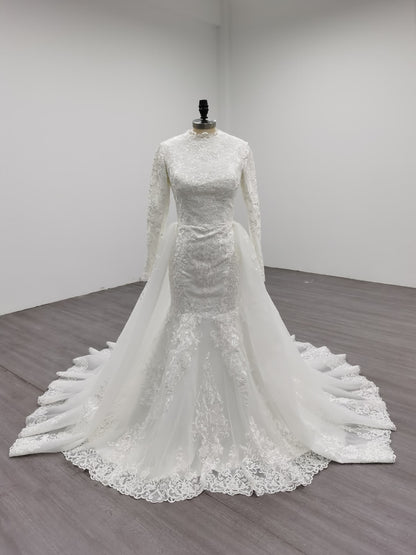 Ariel - Long Sleeve Elegant Mermaid Modest Wedding Dress