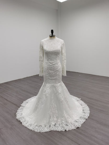 Ariel - Long Sleeve Elegant Mermaid Modest Wedding Dress