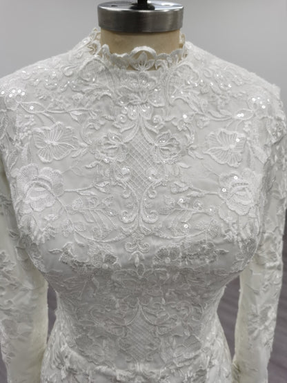 Ariel - Long Sleeve Elegant Mermaid Modest Wedding Dress