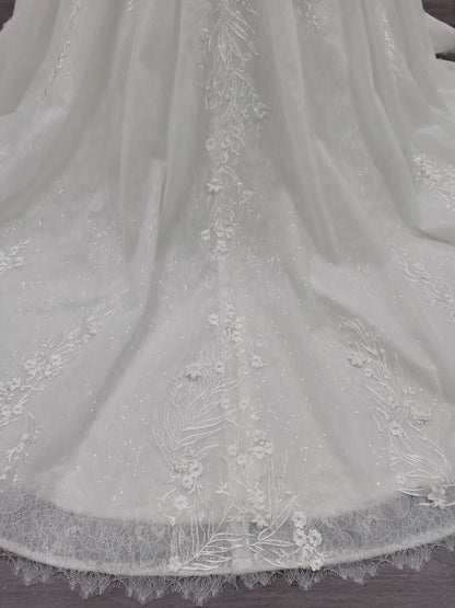 Eclara - Long Sleeve Satin Ball Gown Modest Wedding Dress