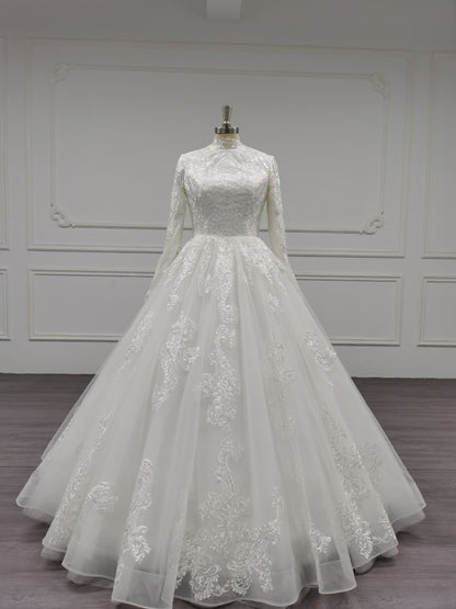 Bloomify - Elegant A-Line Long Sleeve Modest Wedding Dress