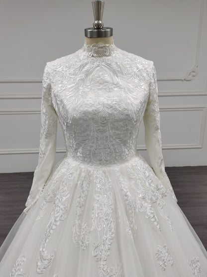 Bloomify - Elegant A-Line Long Sleeve Modest Wedding Dress