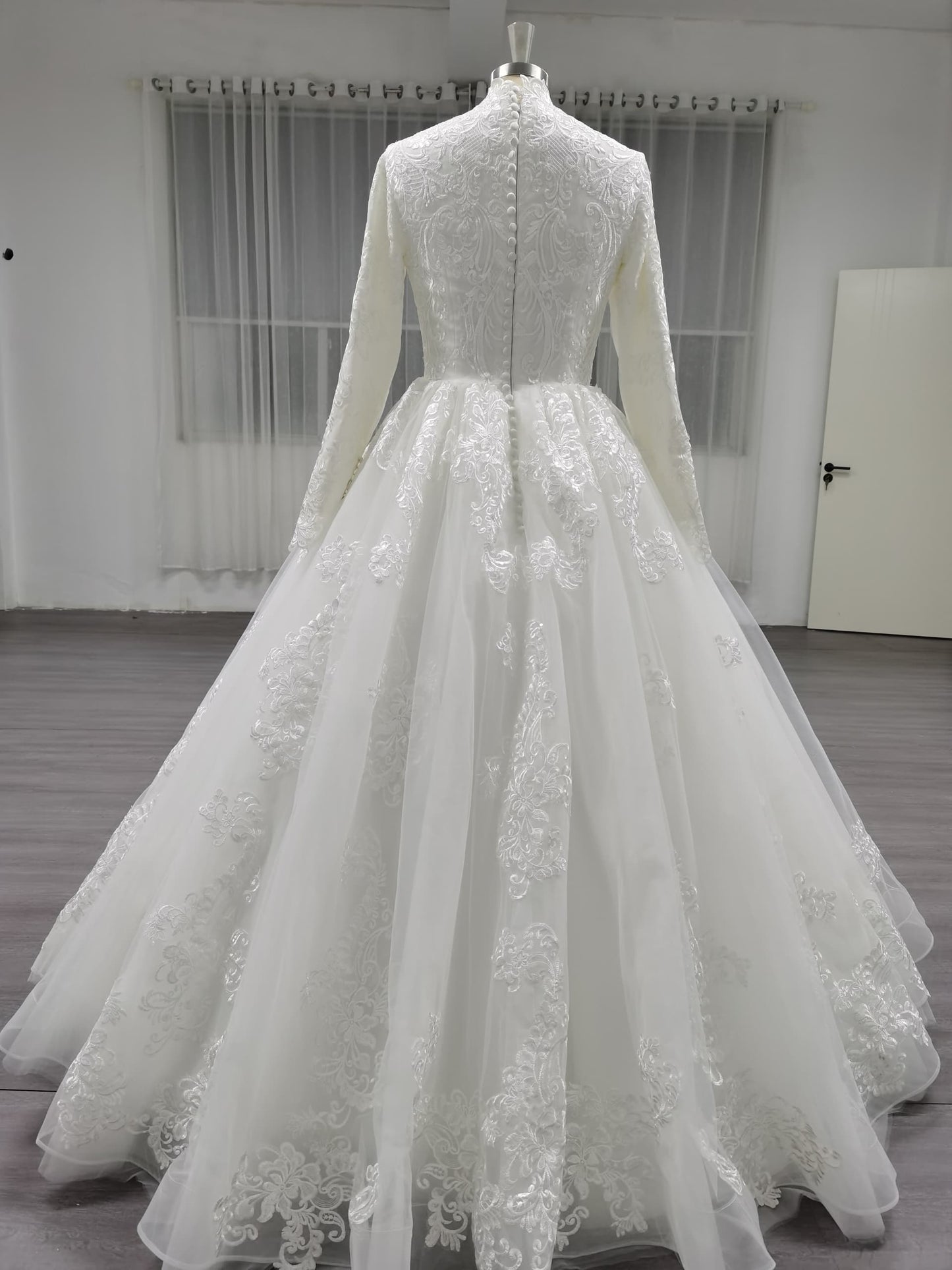 Bloomify - Elegant A-Line Long Sleeve Modest Wedding Dress