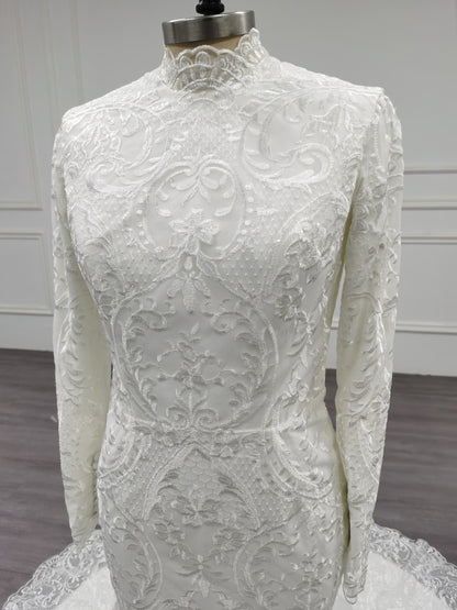 Ariel - Long Sleeve Elegant Mermaid Modest Wedding Dress
