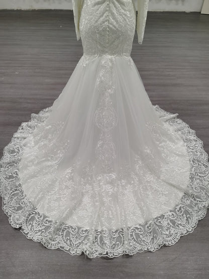 Ariel - Long Sleeve Elegant Mermaid Modest Wedding Dress