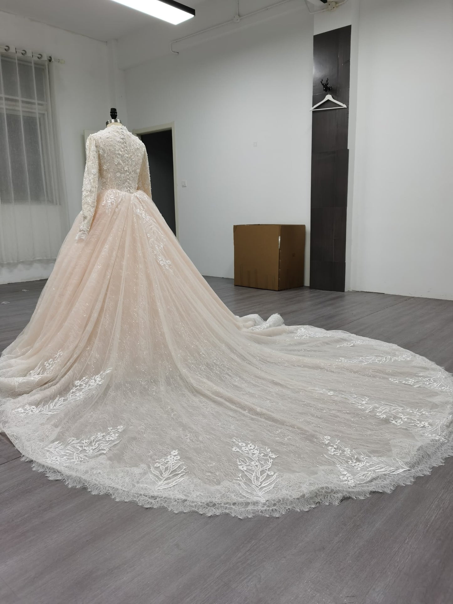Eclara - Long Sleeve Satin Ball Gown Modest Wedding Dress