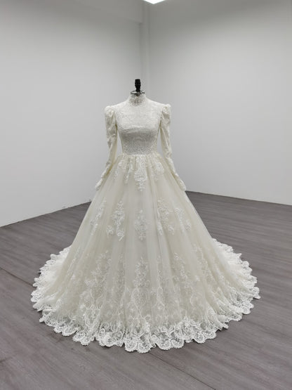 Isabella - Elegant Satin A-Line Modest Wedding Dress