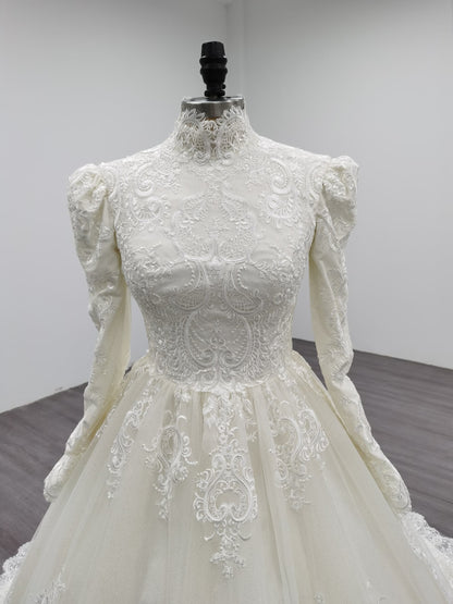 Isabella - Elegant Satin A-Line Modest Wedding Dress