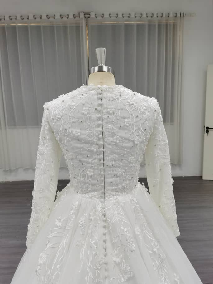 Luna - Elegant Satin A-Line / Ball Gown Modest Wedding Dress