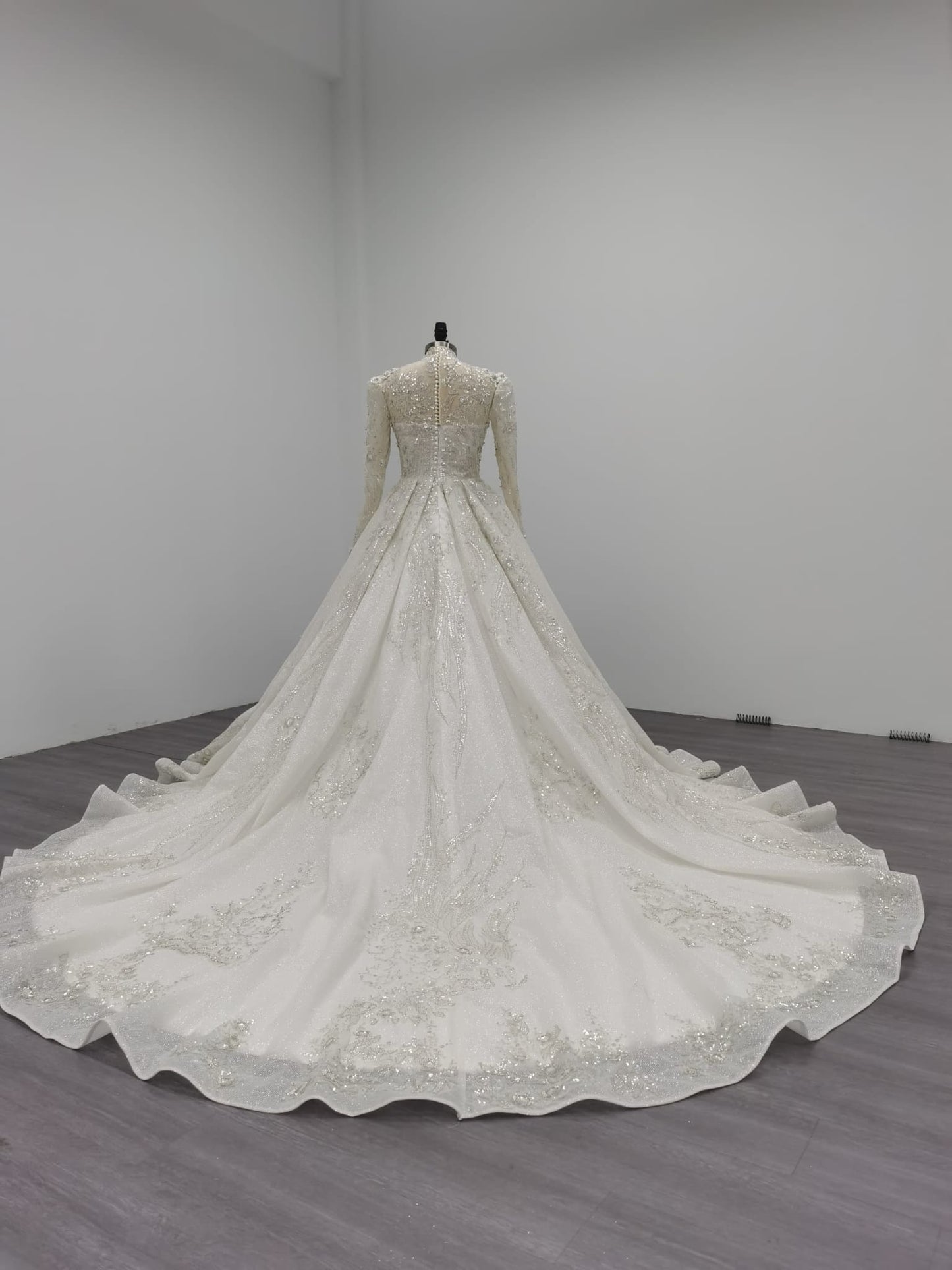 Nova - Stunning Elegant Modest Wedding Dress in Satin and Beadings