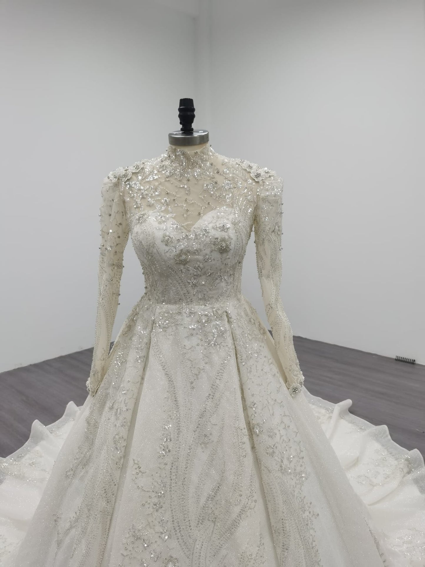 Nova - Stunning Elegant Modest Wedding Dress in Satin and Beadings