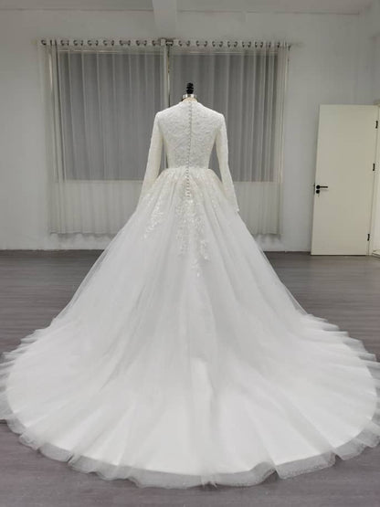 Radiantique - Elegant A-Line / Ball Gown Modest Wedding Dress