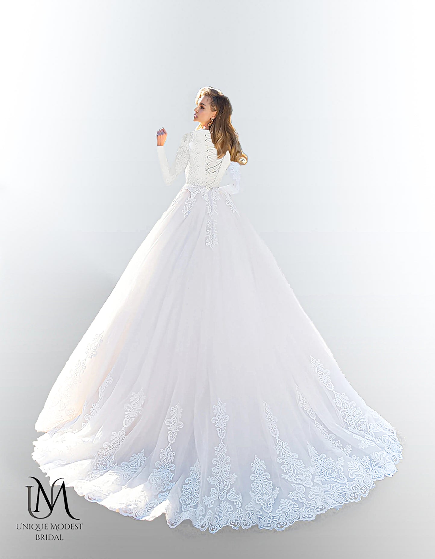 Stella - Long Sleeve A-Line / Ball Gown Modest Wedding Dress