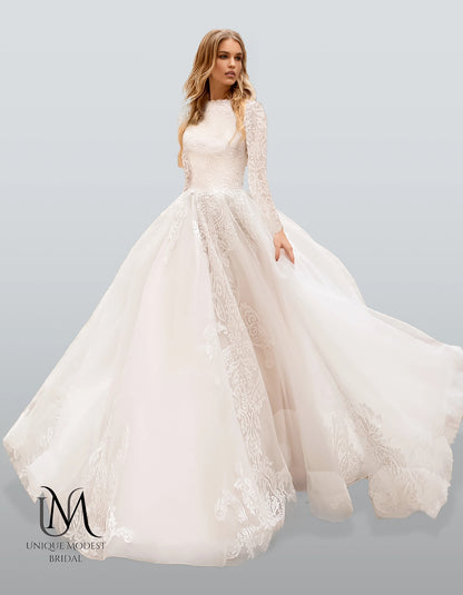 Timelessa - Elegant Satin Modest Wedding Dress
