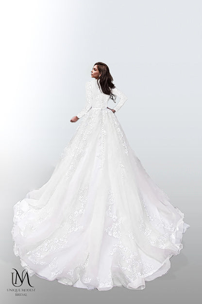 Veronica - Elegant Satin A-Line Modest Wedding Dress