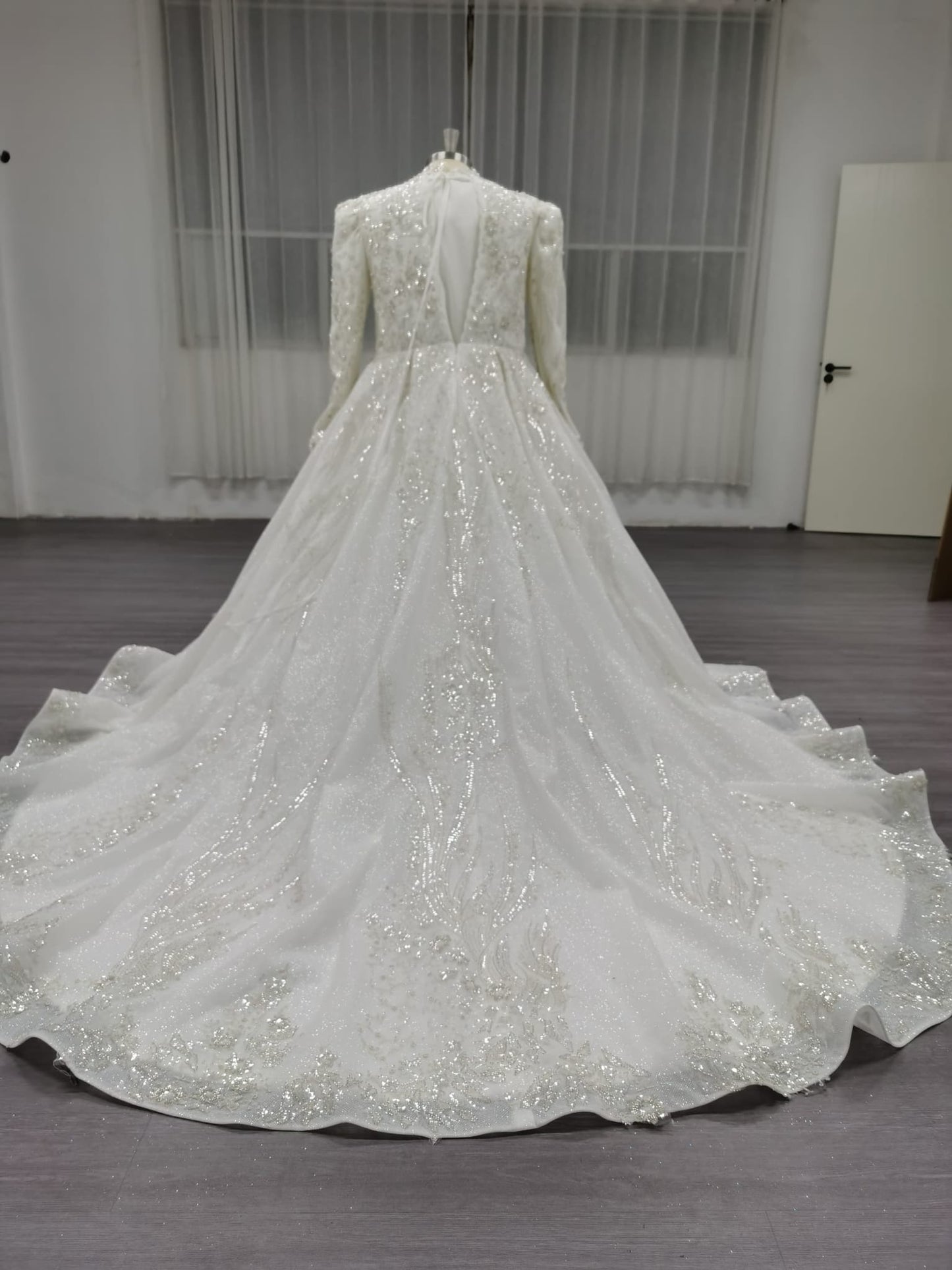 Nova - Stunning Elegant Modest Wedding Dress in Satin and Beadings