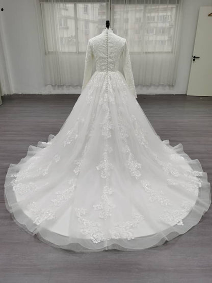 Bloomify - Elegant A-Line Long Sleeve Modest Wedding Dress