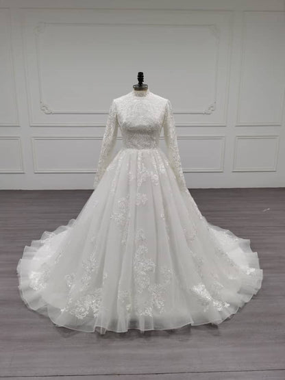 Bloomify - Elegant A-Line Long Sleeve Modest Wedding Dress