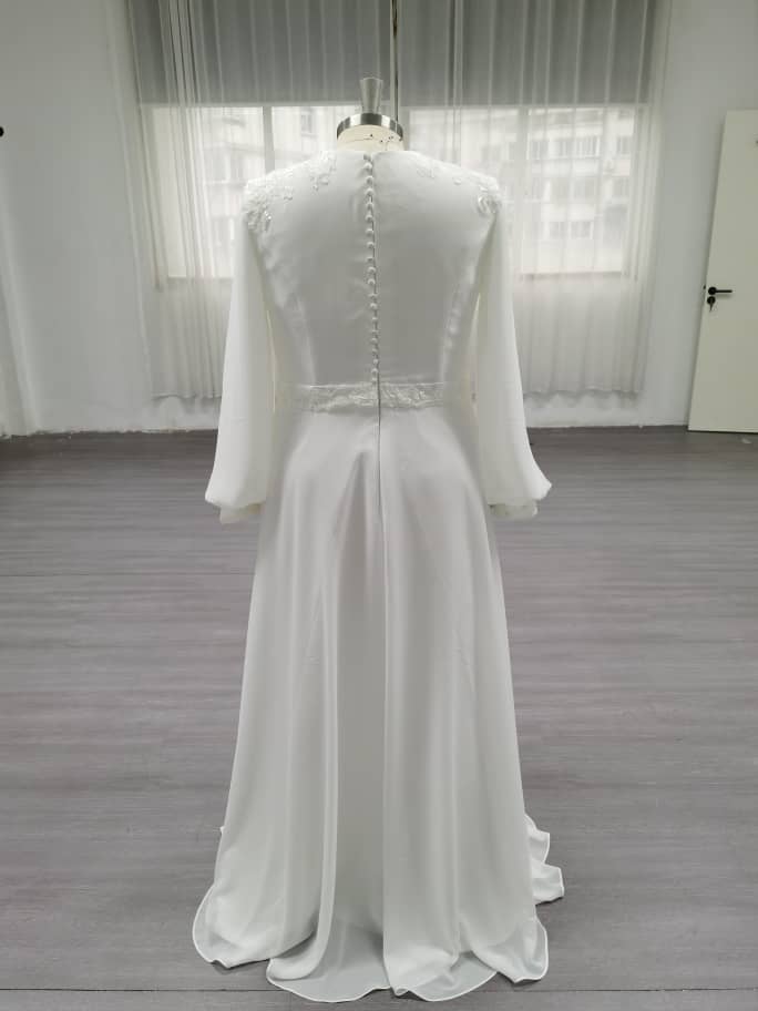 Mars - Classic Minimalist Simple Flow Modest Wedding Dress