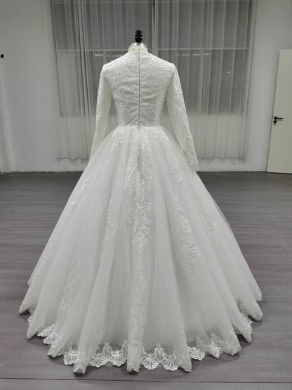 Elegara - Long Sleeve A-Line Modest Wedding Dress