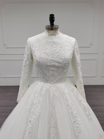 Elegara - Long Sleeve A-Line Modest Wedding Dress