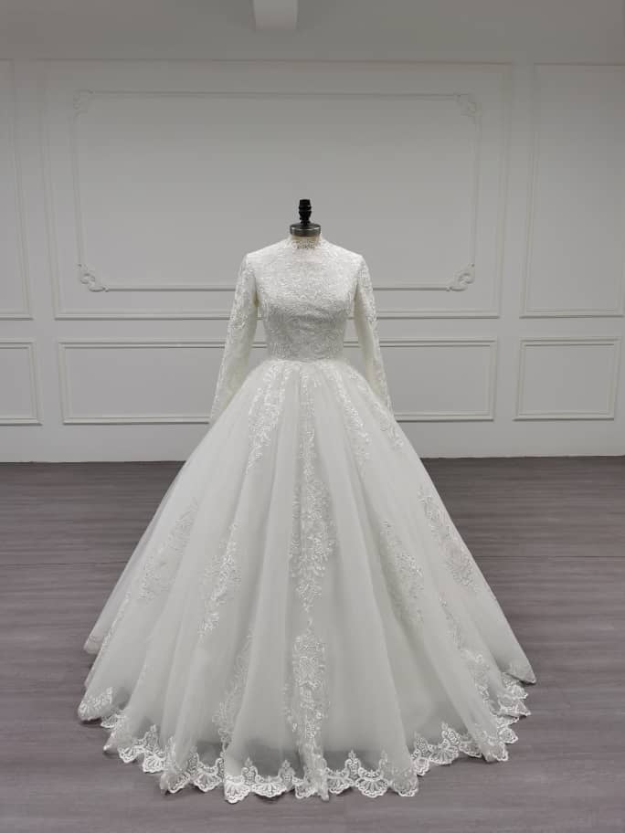 Elegara - Long Sleeve A-Line Modest Wedding Dress