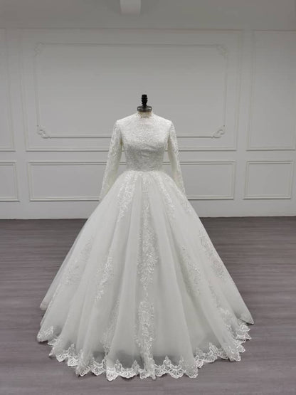 Elegara - Long Sleeve A-Line Modest Wedding Dress