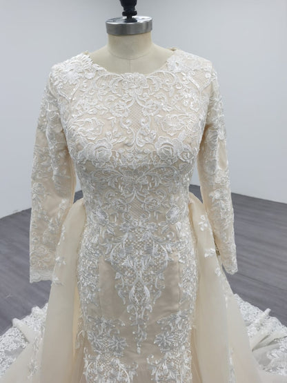 Ariel - Long Sleeve Elegant Mermaid Modest Wedding Dress