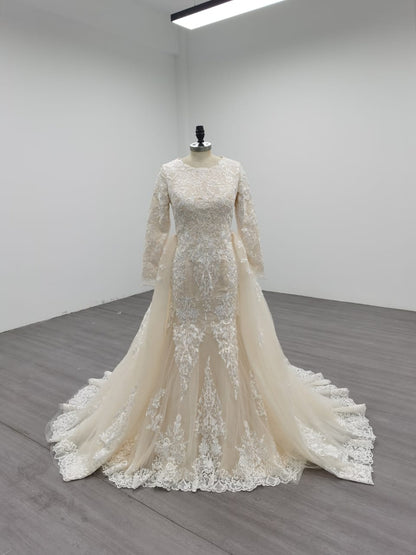 Ariel - Long Sleeve Elegant Mermaid Modest Wedding Dress