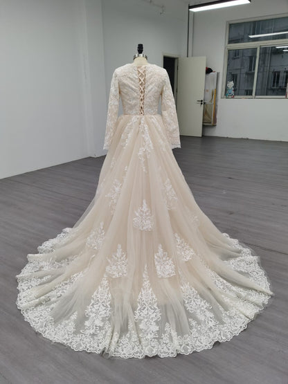 Ariel - Long Sleeve Elegant Mermaid Modest Wedding Dress