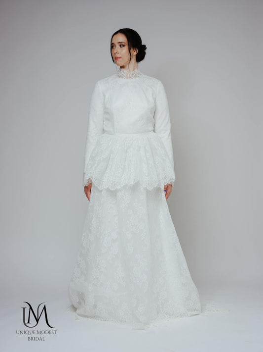 Angel - Modest Lace Plus Size Wedding Dress