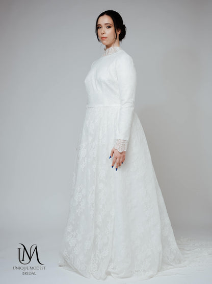 Angel - Modest Lace Plus Size Wedding Dress
