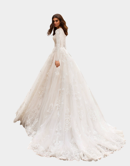 Elegara - Long Sleeve A-Line Modest Wedding Dress