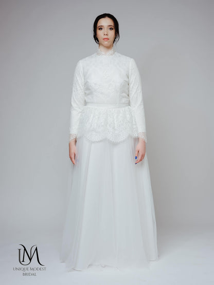 Gem - Long Sleeve Modest Lace Wedding Dress