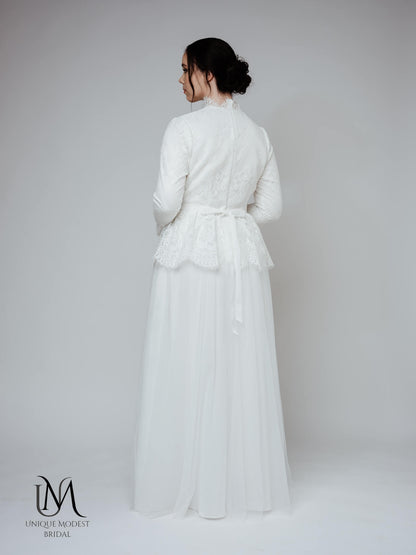Gem - Long Sleeve Modest Lace Wedding Dress