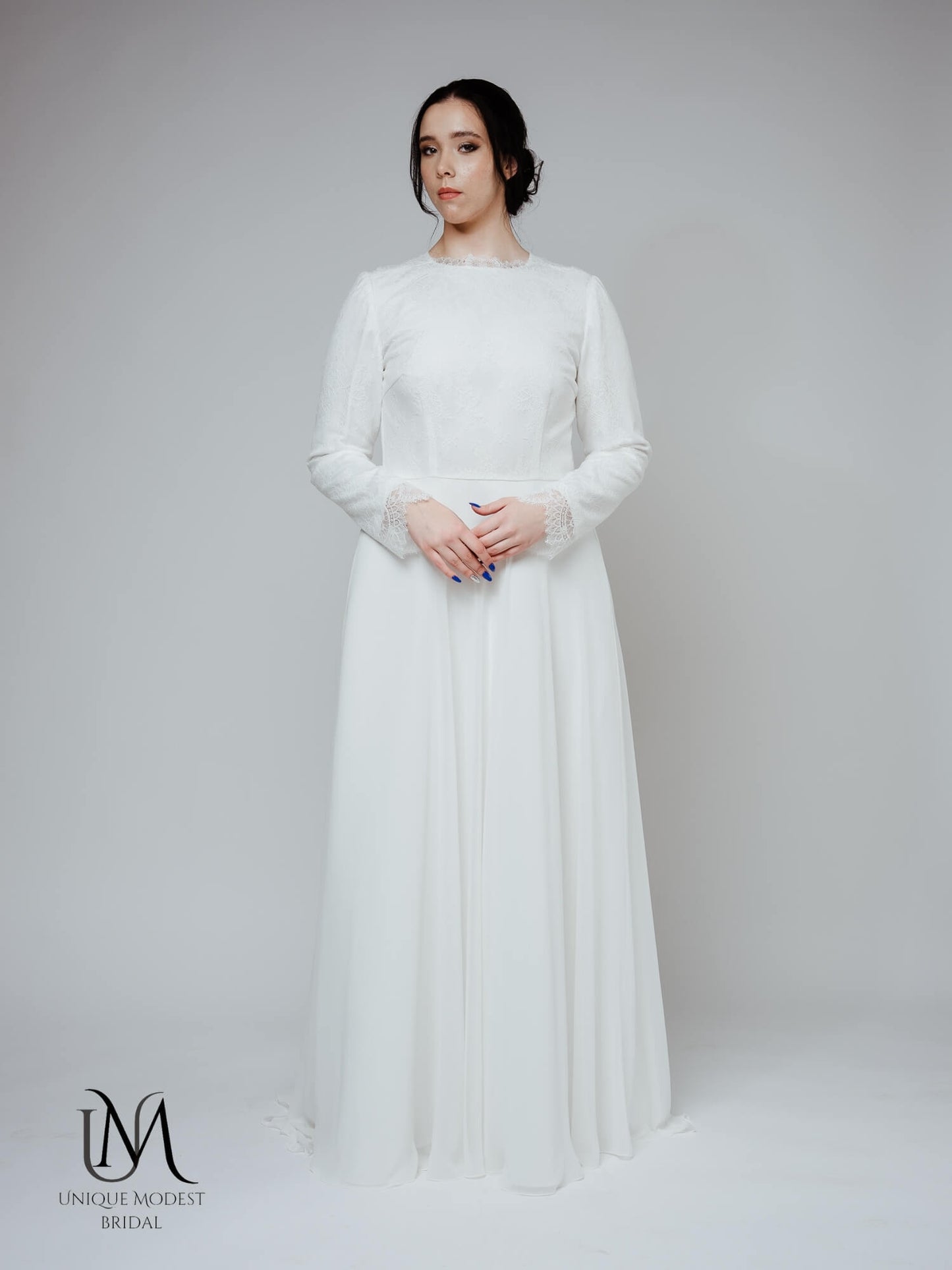 Ivy - Modest Plus-Size Long-Sleeve Lace Wedding Dress