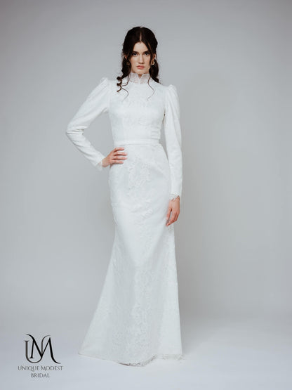 Lilac - Stunning Modest Fit-and-Flare Wedding Dress