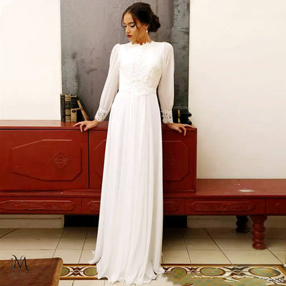Mercury - Elegant Simple Flow Modest Wedding Dress