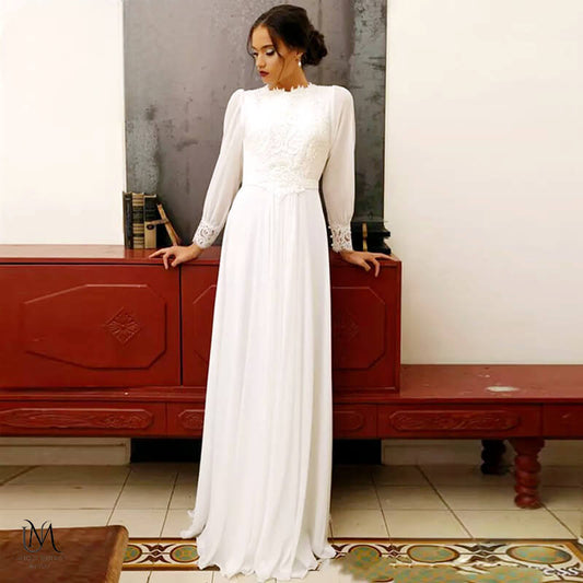 Mercury - Elegant Simple Flow Modest Wedding Dress