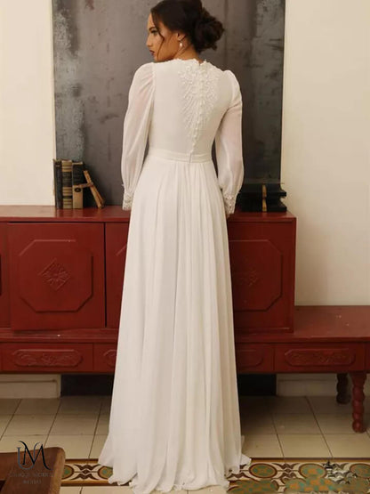 Mercury - Elegant Simple Flow Modest Wedding Dress