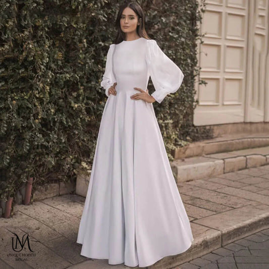 Moon - Elegant Minimalist Chiffon Modest Wedding Dress