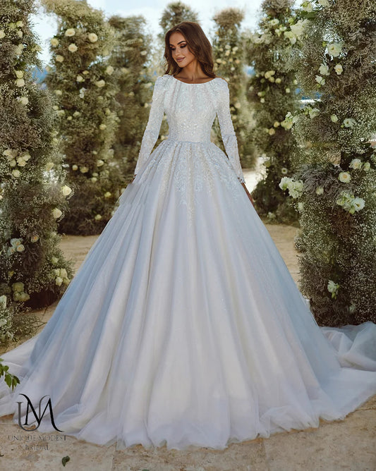 Radiantique - Elegant A-Line / Ball Gown Modest Wedding Dress