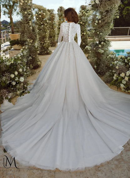 Radiantique - Elegant A-Line / Ball Gown Modest Wedding Dress