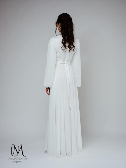 Pearl - Modest Long-Sleeve A-Line Wedding Dress