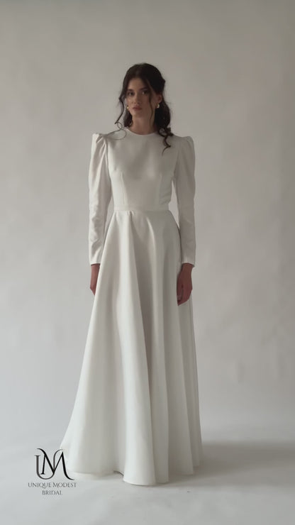 Savana - Classic Modest Bridal Gown with Long Sleeves and A-Line Silhouette
