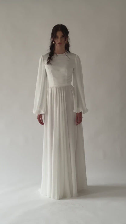 Pearl - Modest Long-Sleeve A-Line Wedding Dress