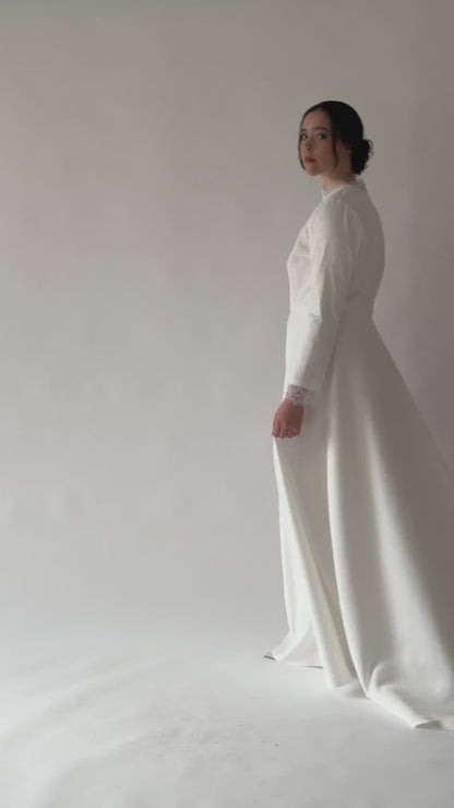 Beauty - Satin Plus Size Modest Wedding Dress