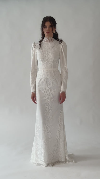 Lilac - Stunning Modest Fit-and-Flare Wedding Dress